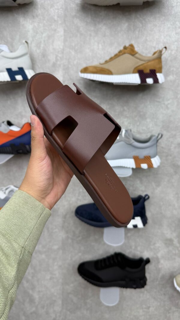 Hermes Slippers Dark Brown