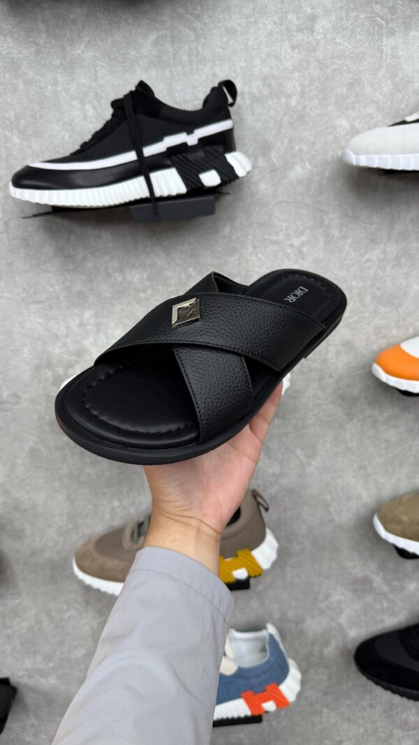 Christian Dior Cross Slide Black Leer