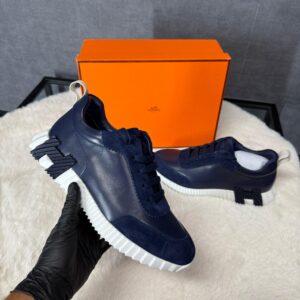 Hermes Bouncing Blue Leather, Orange Logo