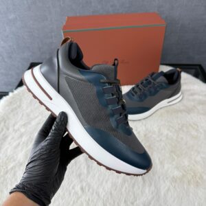 Loro Piana Weekend Walk Sneakers Grey Blue Leather