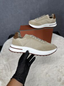 Loro Piana Weekend Walk Sneakers Beige Suede - Afbeelding 2