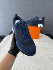 Hermes Bouncing Sneakers Blue Suede - Afbeelding 4