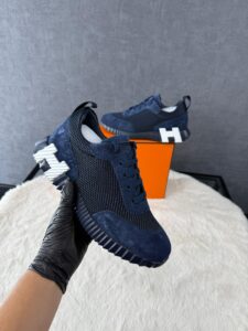 Hermes Bouncing Sneakers Blue Suede