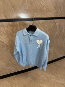 Ami Polo Sweater Light Blue