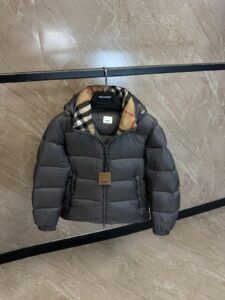 Burberry Cashmere Snowdon Puffer Jacket Grey High Quality