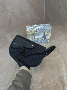 Christian Dior Black Saddle Messenger Bag Oblique-jacquard High Quality