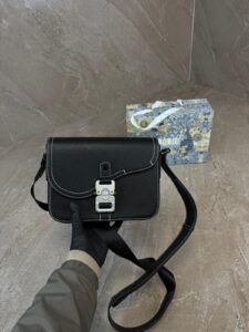 Christian Dior Black Leather Saddle Messenger Bag High Quality