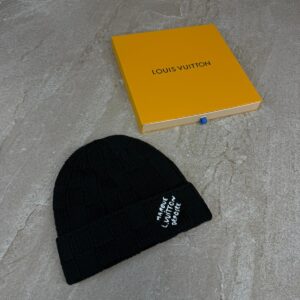 Louis Vuitton Damier Snug Beanie Black, White Letters