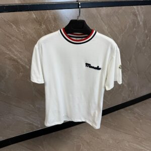 Moncler T-Shirt White, Rand Kraag