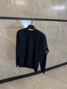 Stone Island Sweater Navy Blue, Arm Pocket Double Logo